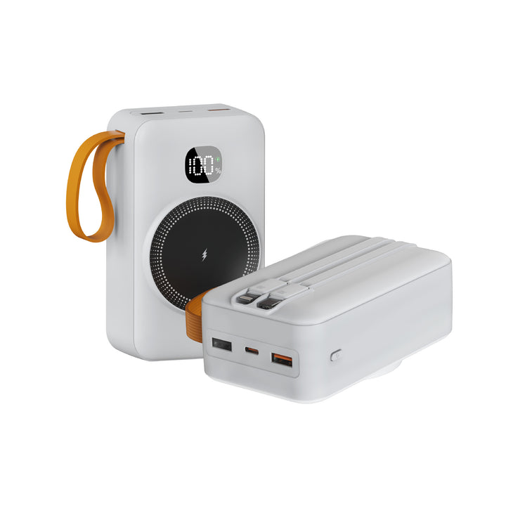Portable power bank with integrated inductive fast charging function and LED charging status indicator Stornfield