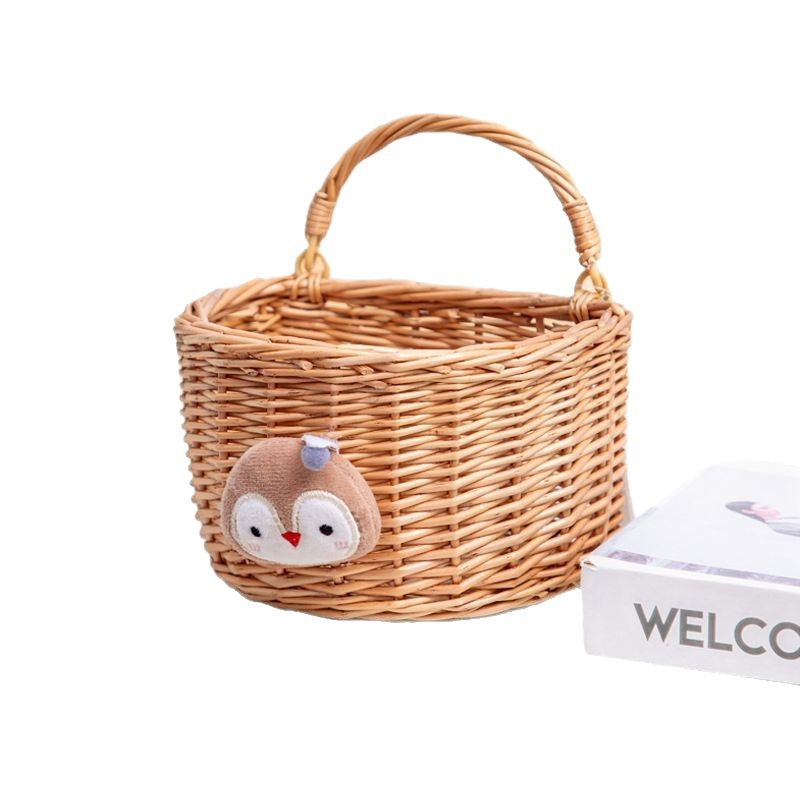 Decorative Woven Storage Basket with Plush Animal Stornfield
