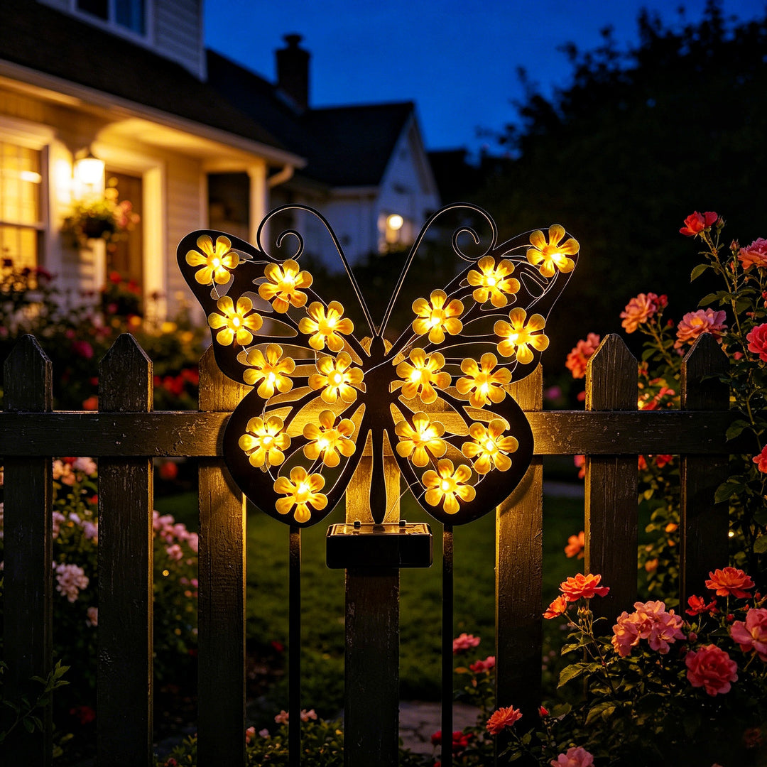 Decorative LED Butterfly Wall Light With Floral Micro-LED Accents And Battery-Powered Control Stornfield