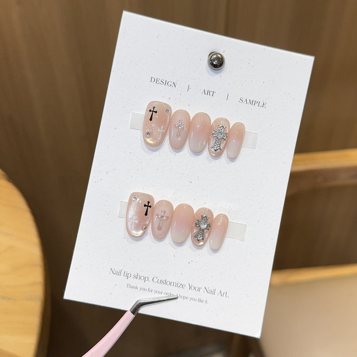 Artificial nail tips with cross design Stornfield