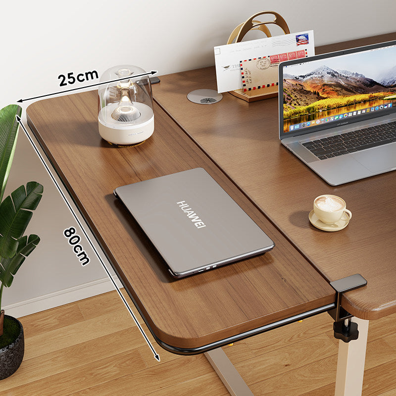 Clamp-On Bamboo Desk Extension Shelf with Adjustable Metal Clamp and Rounded Edge