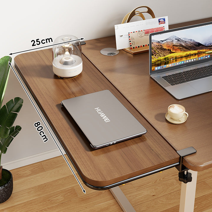 Clamp-On Bamboo Desk Extension Shelf with Adjustable Metal Clamp and Rounded Edge