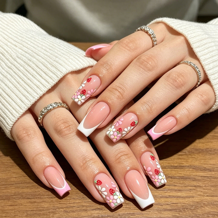 Floral Art Acrylic Nail Extensions Stornfield