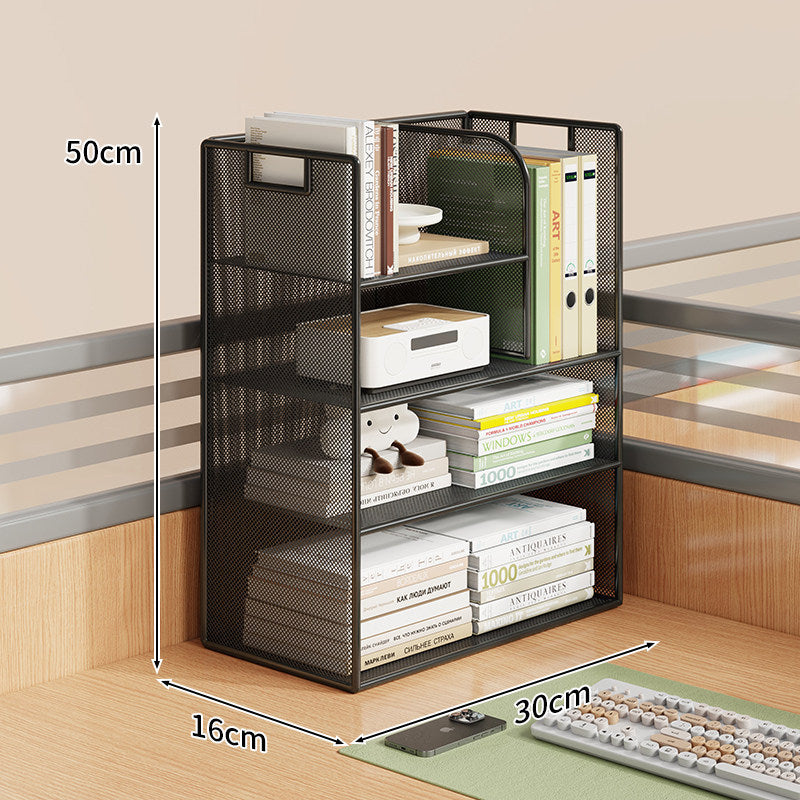 Mesh Desktop Open-Shelf Organizer with Integrated Handles and Dividers