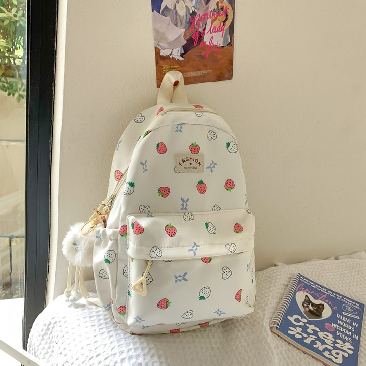 Playful Strawberry Print Backpack