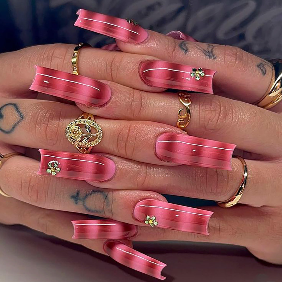Long Glossy Press-On Nails Design Stornfield