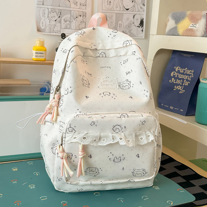 Whimsical Character Print School Backpack Stornfield