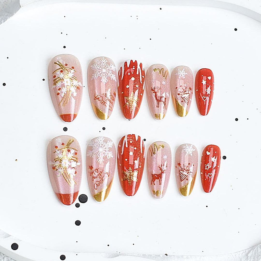 Festive Artistic Press-On Nail Design Stornfield