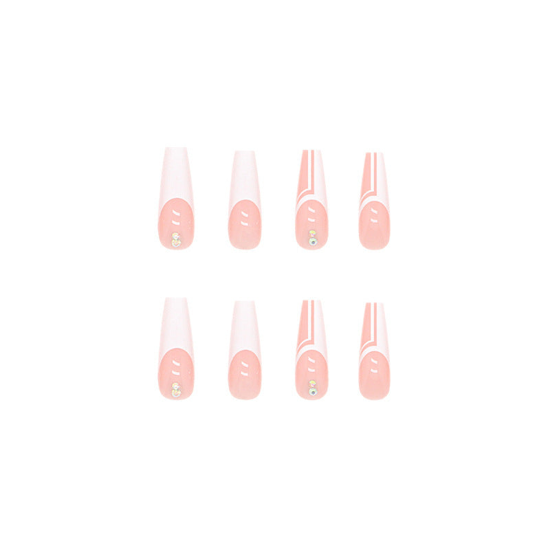 Artificial nails with elegant geometric designs and glossy finish Stornfield