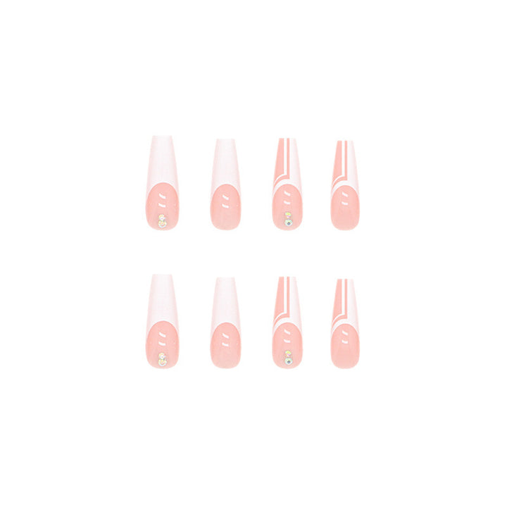 Artificial nails with elegant geometric designs and glossy finish Stornfield