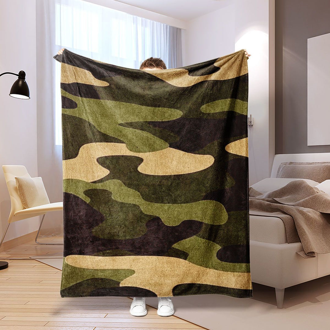 Soft Camo Print Fleece Blanket