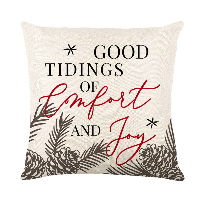 Decorative Cotton-Linen Square Throw Pillow Cover Hello Winter Script Print