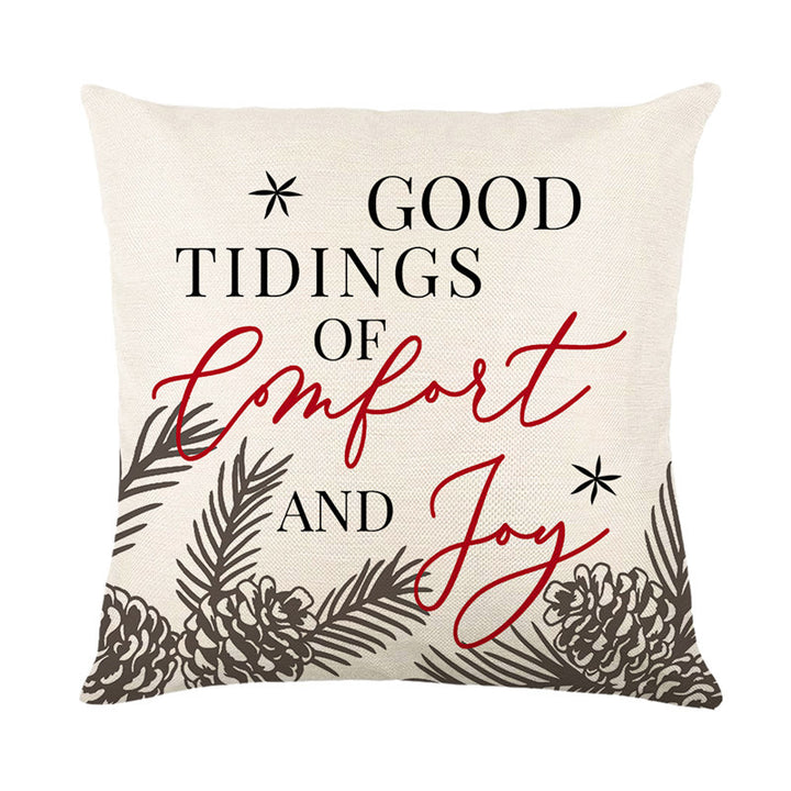 Decorative Cotton-Linen Square Throw Pillow Cover Hello Winter Script Print