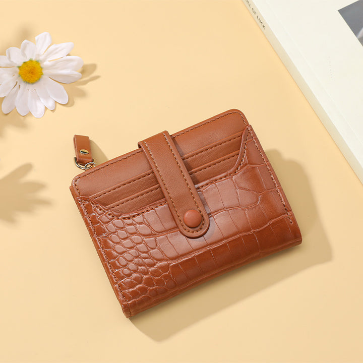 Compact Crocodile-Texture Zip Card Wallet Stornfield