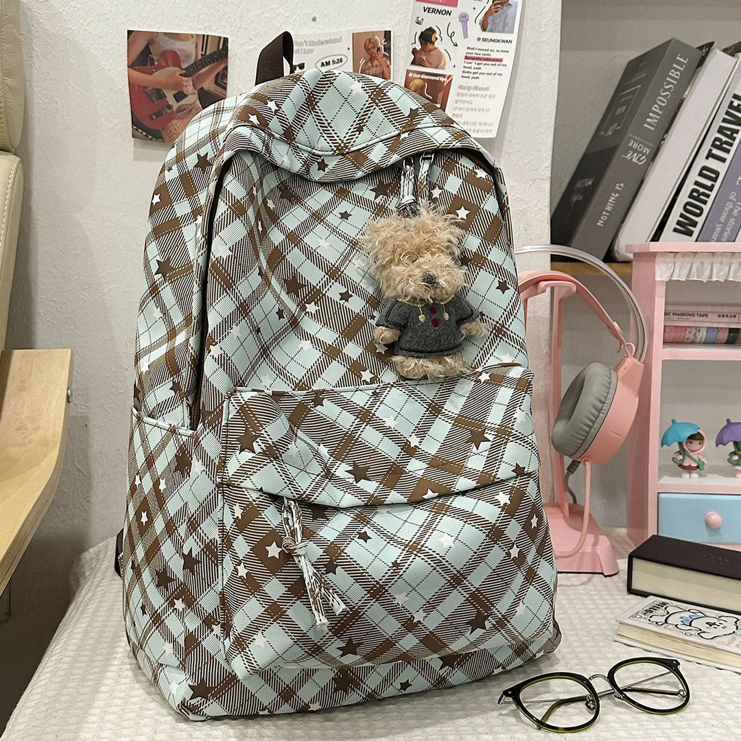 Backpack with Fashionable Check Pattern and Practical Compartments Stornfield