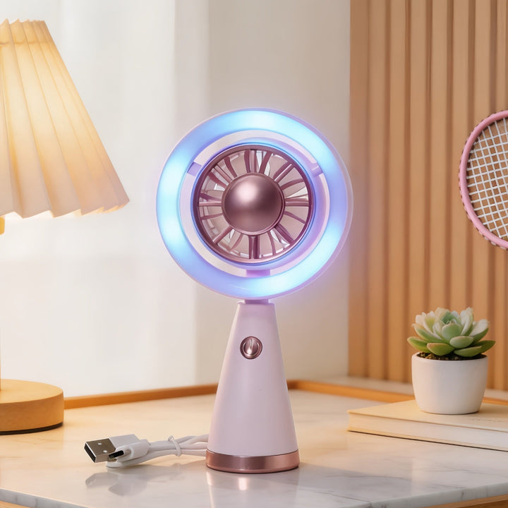 Women's Portable Mini Fan with Colorful LED Light Stornfield