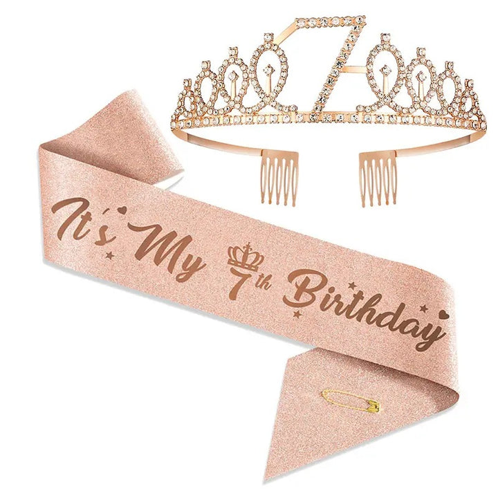 Women Glittering Tiaras with Festive Birthday Banner Stornfield