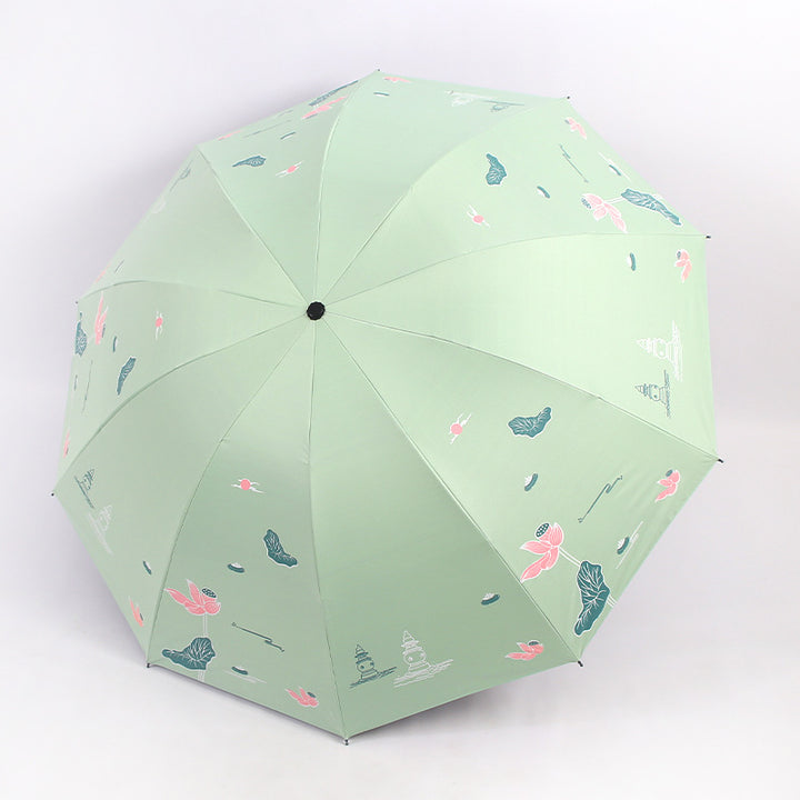 Women Folding Umbrella with Floral Accents Stornfield