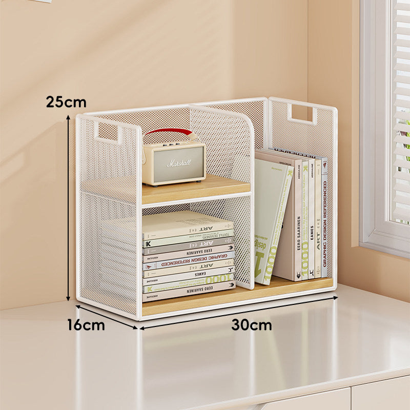 Mesh Tiered Desktop Organizer Shelf with Handle Cutouts