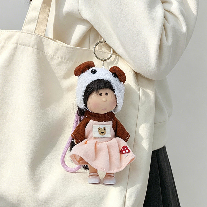 Hooded Doll Bag Charm Keychain with Denim Outfit & Loop Strap Stornfield