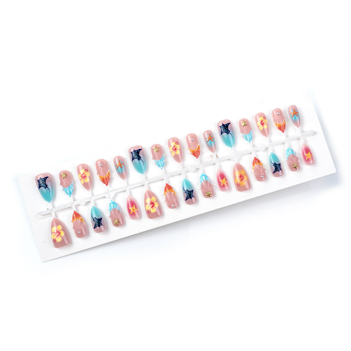 Artistic Ocean-Inspired Press-On Nail Art Set Stornfield