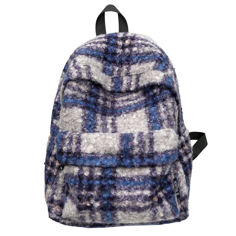 Cozy Fleece Checkered School Backpack Stornfield