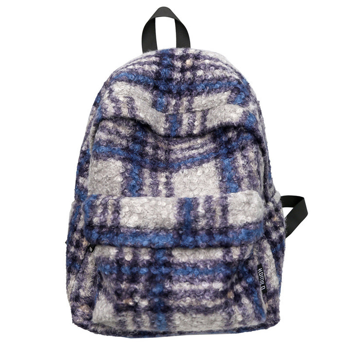 Cozy Fleece Checkered School Backpack Stornfield