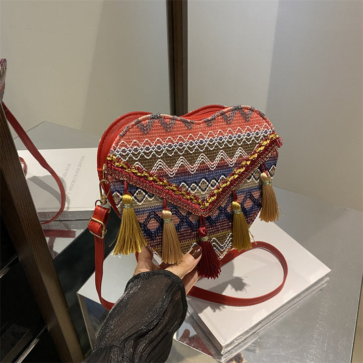 Heart-Shaped Handcrafted Crossbody Bag
