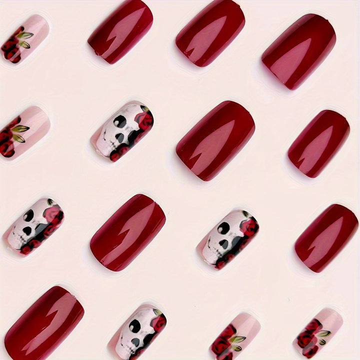 Artificial nails with skull and rose design Stornfield
