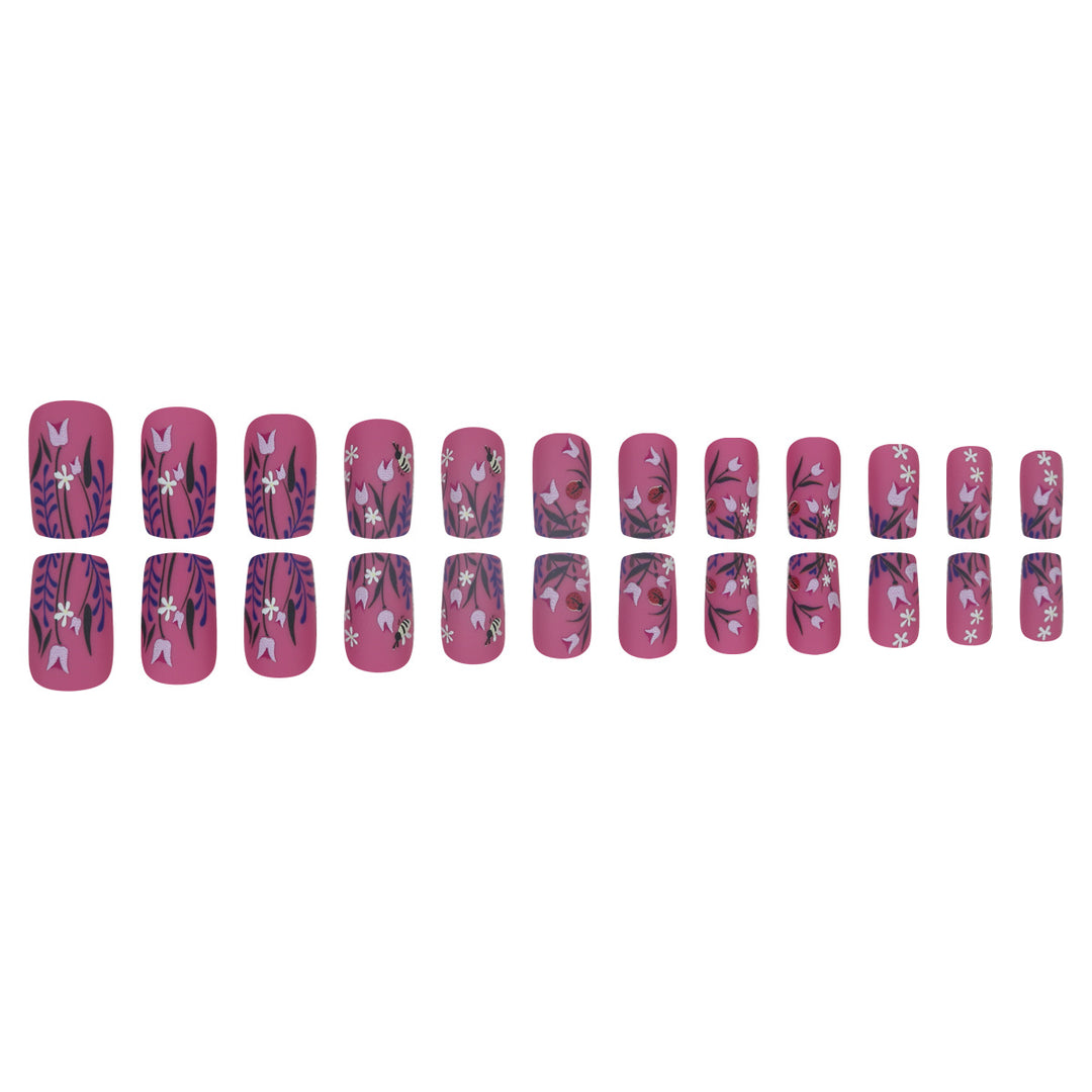 Floral-Design Matte Press-On Nails Stornfield