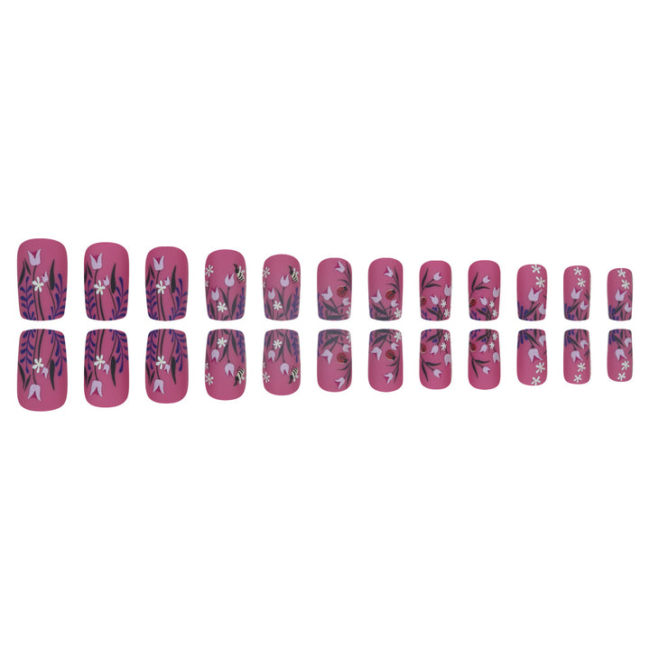 Floral-Design Matte Press-On Nails Stornfield