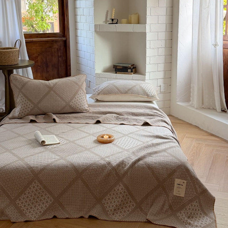 Quilted Cotton Jacquard Bedspread and Pillow Shams Set