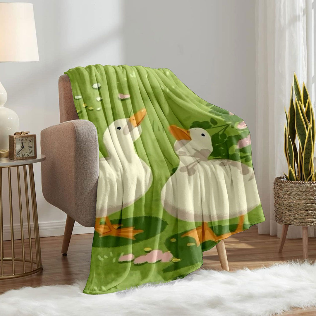Whimsical Duck-Themed Fleece Throw Blanket