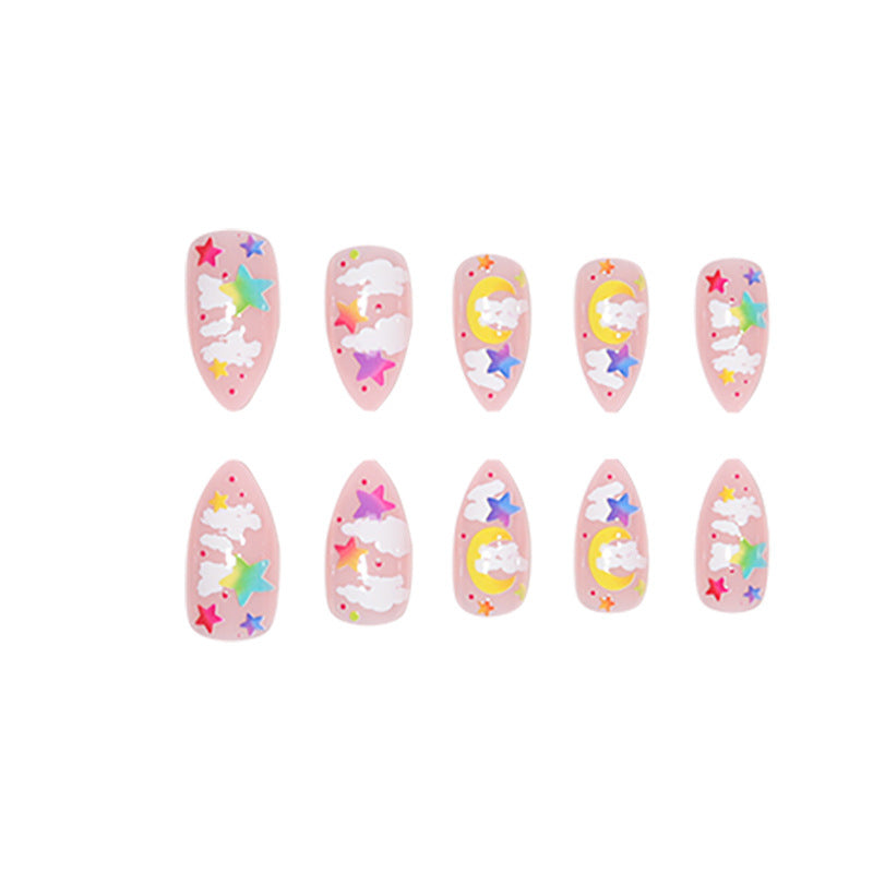 Vibrant Celestial Themed Press-On Nails Stornfield