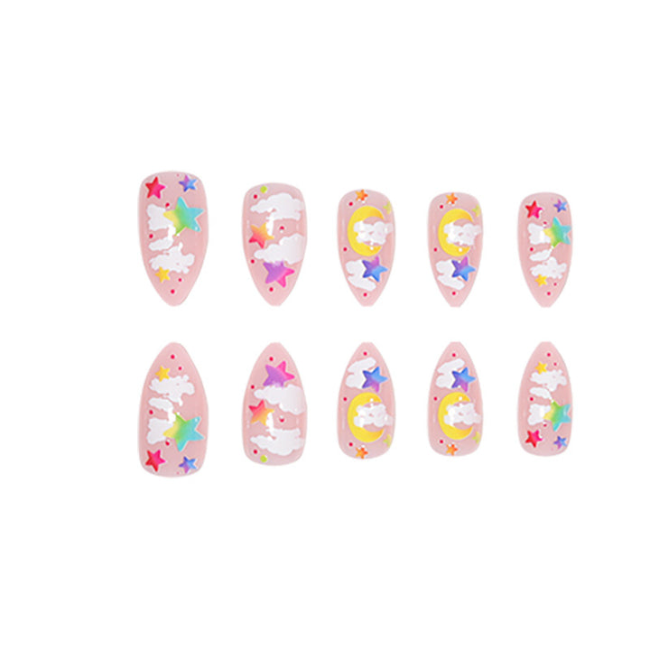 Vibrant Celestial Themed Press-On Nails Stornfield