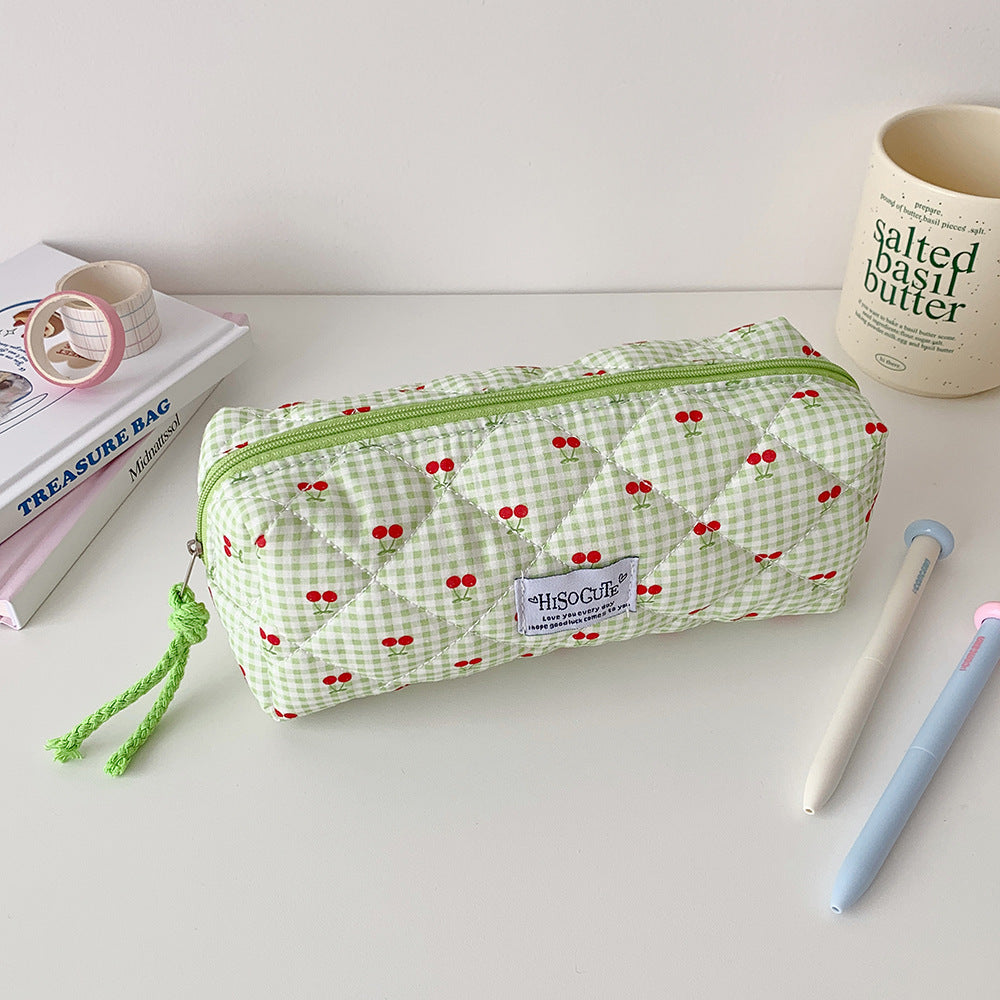 Quilted Cherry Print Pencil Case Stornfield