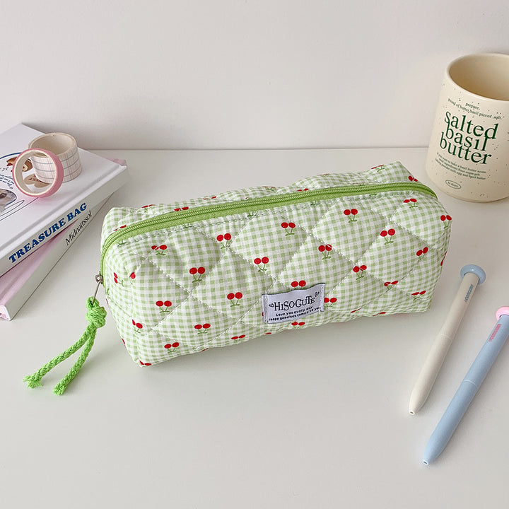 Quilted Cherry Print Pencil Case Stornfield