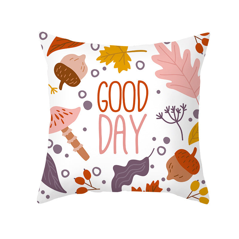 Square Removable Linen-Blend Thanksgiving Pumpkin Watercolor Throw Pillow Cover