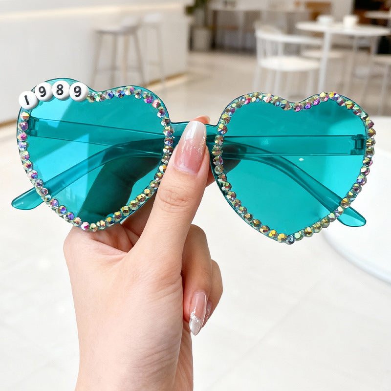 Heart-Shaped Rhinestone-Embellished Sunglasses Stornfield 1787141205