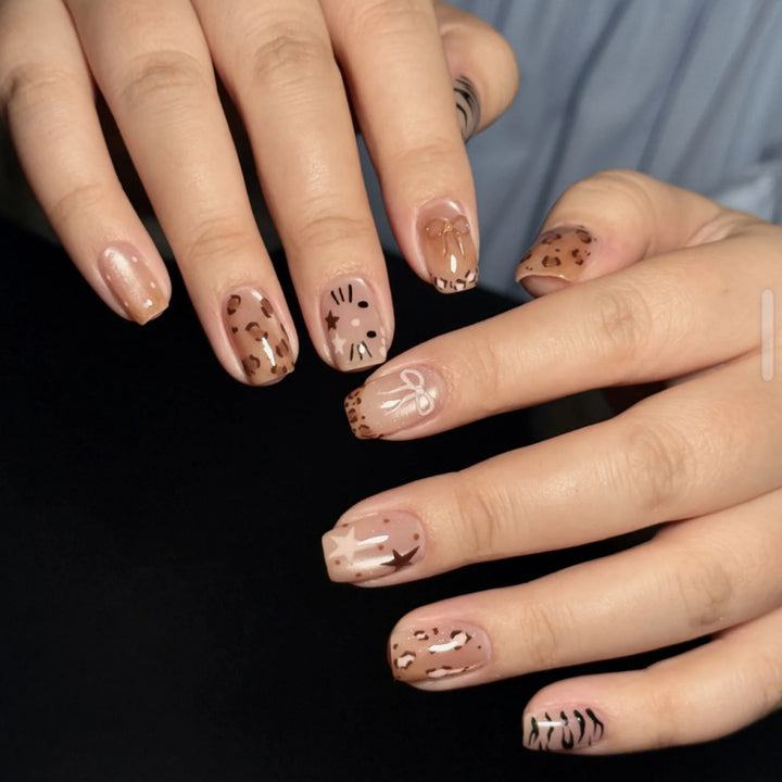 Artistic Almond-Shaped Press-On Nails with Floral Design Stornfield