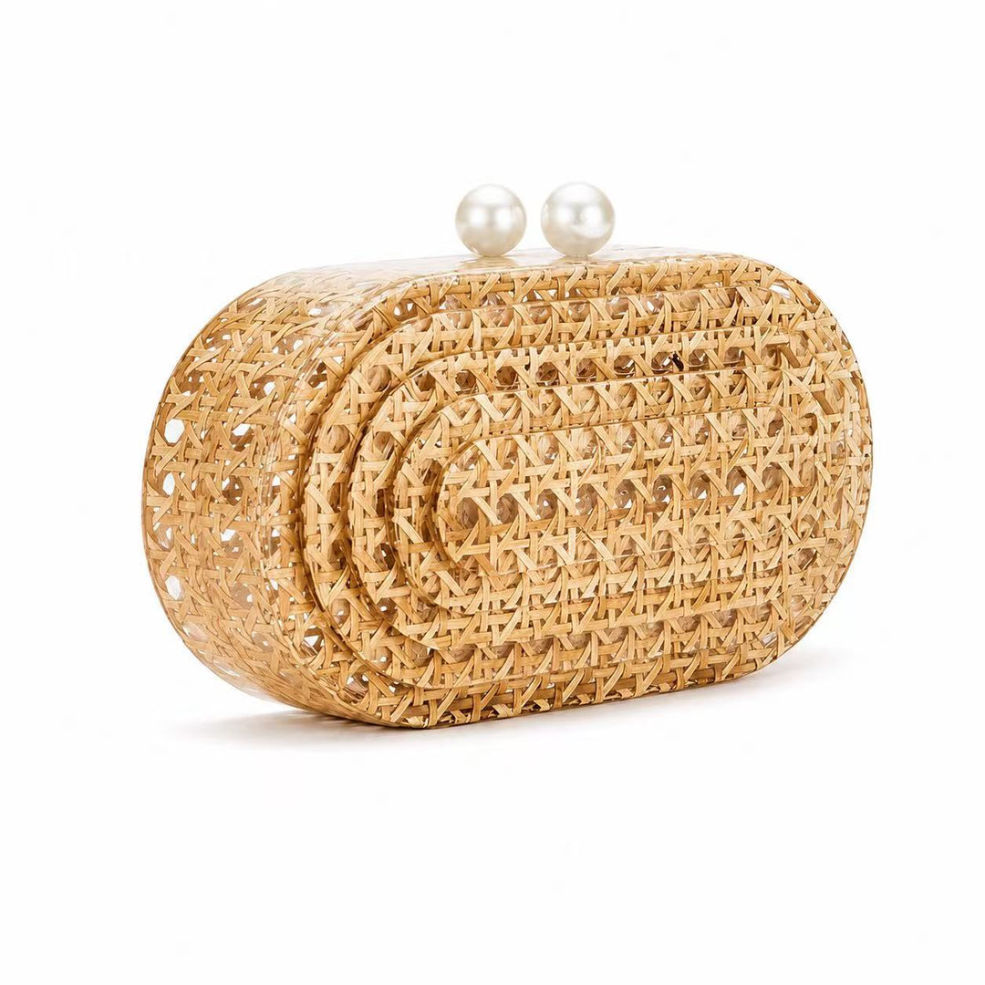 Artisan Woven Rattan Clutch