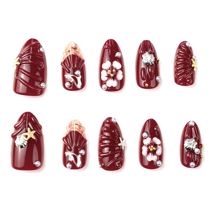 Premium artificial nails with floral and maritime motifs Stornfield