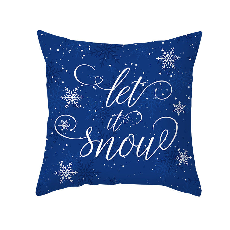 Festive Santa Silhouette Square Cushion Cover with Snowflake Border and Concealed Zipper