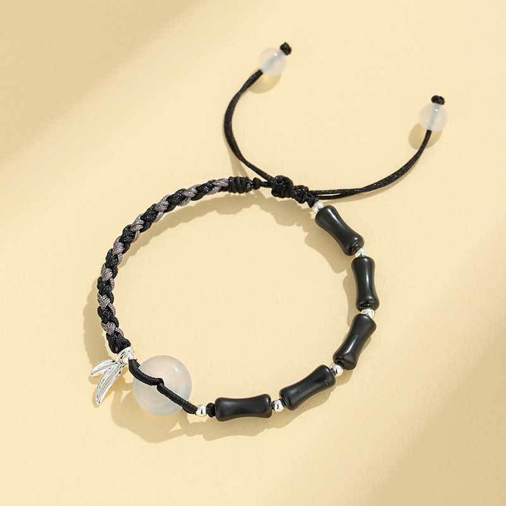 Adjustable Gemstone and Leaf Charm Bracelet Stornfield