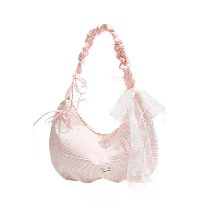 Ruffled Striped Shoulder Bag