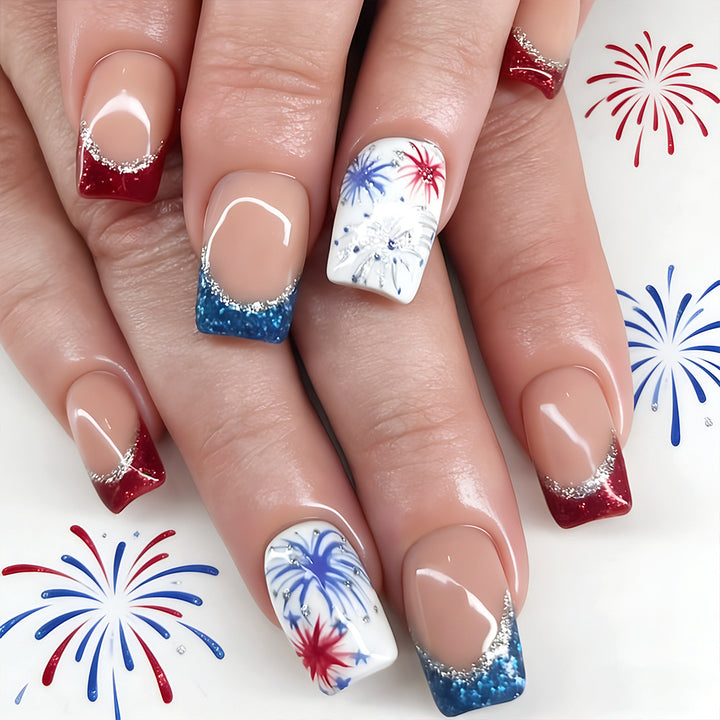 Festive Patriotic Press-On Nail Art Stornfield