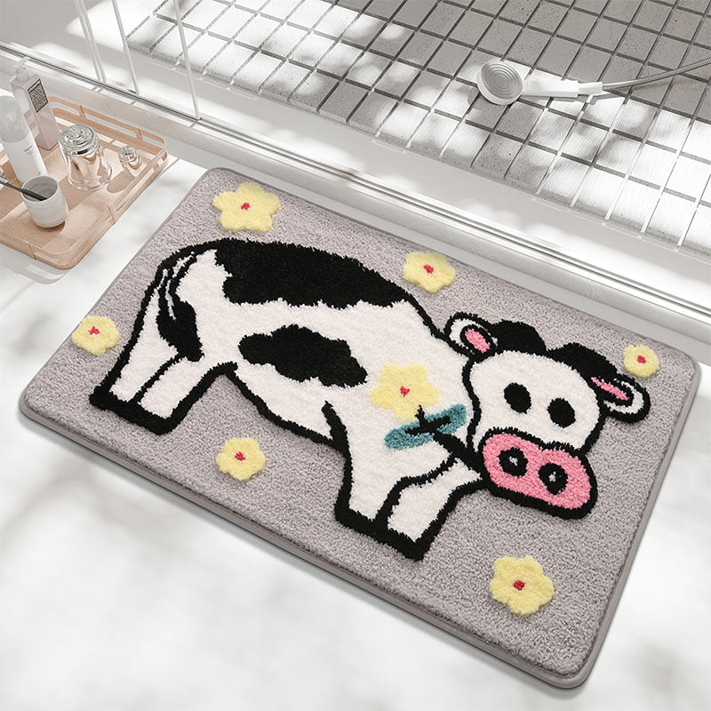 Playful Cow-Themed Bath Mat
