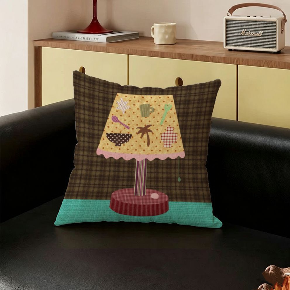 Patchwork Lamp Design Throw Pillow