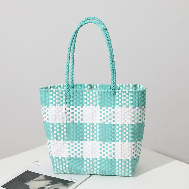 Handmade basket bag in modern check pattern Stornfield
