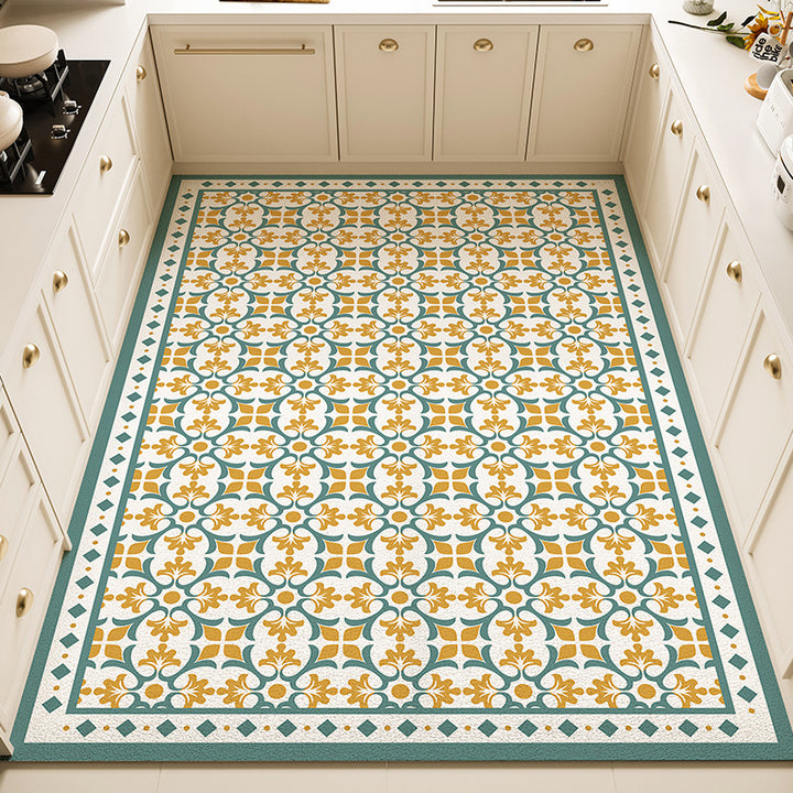 Floral Pattern Kitchen Rug